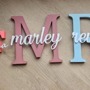 3D-geprinte voorletter met volledige naam als decoratie